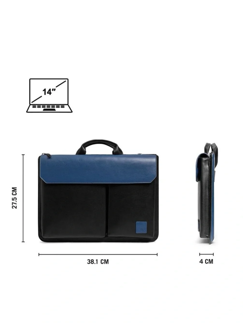NWT Men's Two-Tone Black & Blue Faux Leather Urban Tech Laptop Briefcase Bag